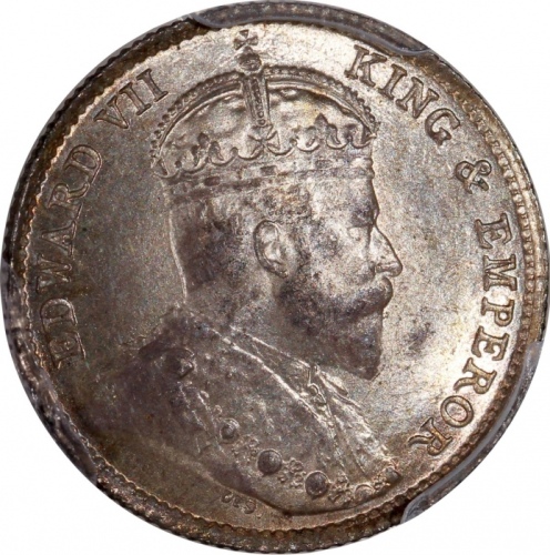  1903，1904及1905年香港爱德华七世五仙及一毫一组3枚，分别评PCGS MS64，MS64及MS65，#46484323，#46484319，#46484343