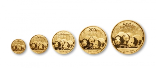  2013年熊猫纪念金币一组5枚 完未流通