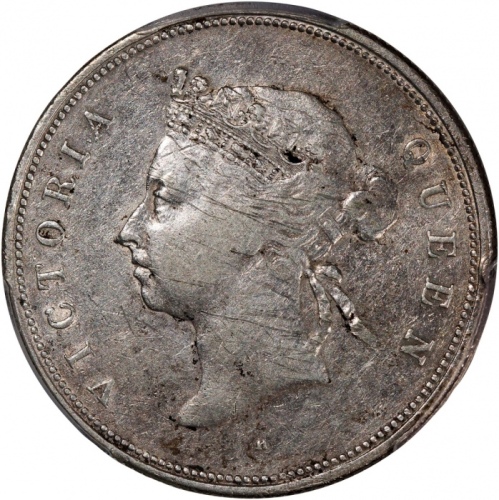  1891-H香港维多利亚半圆，发行量70000枚，PCGS XF Detail (有划痕)，#46484251