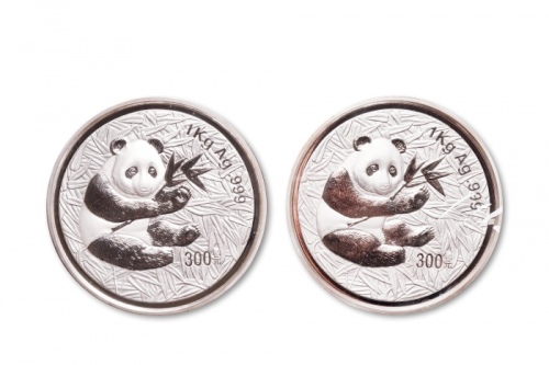  2000年熊猫纪念银币1公斤一组2枚 完未流通