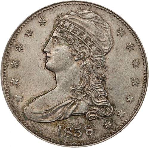 1838年带帽女神半美元 PCGS MS 64+ 1838 Capped Bust Half Dollar