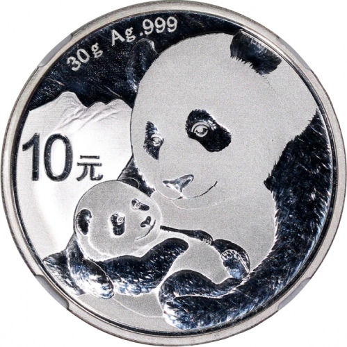  2019年中国熊猫10元银币，首日发行版，NGC特别标籤MS70，#4803119-078