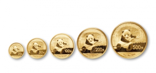  2014年熊猫纪念金币一组5枚 完未流通