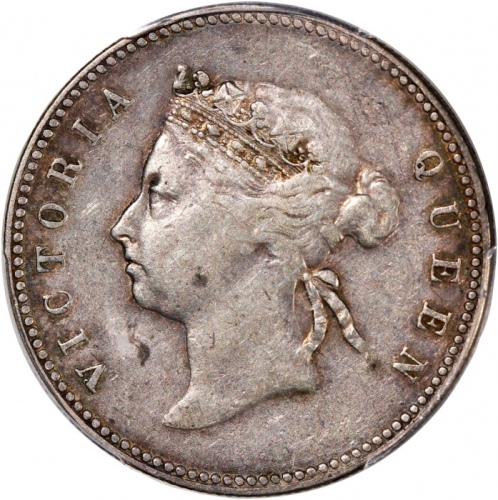  1893年香港维多利亚半圆，细圈版，PCGS XF40，#46484249，自币边起渐带轻微包浆，美品