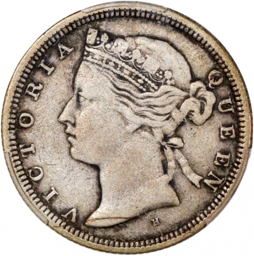  1880-H及1881年香港维多利亚二毫一对，分别评PCGS VF35及XF Detail (有清洗)， #46484212，#46484274