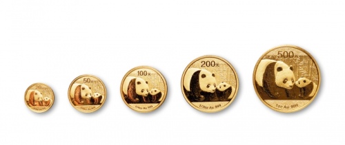  2011年熊猫纪念金币一组5枚 完未流通