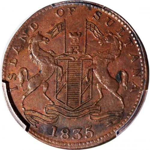  1835年新加坡商用代币1柯平一组3枚，分别评 PCGS XF Detail (有环境损害), MS61BN, XF Detail (有清洗). #42588986/87/88 Singapore M