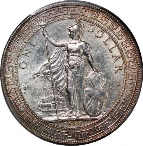  1930英国贸易银元，PCGS AU Details有清洗，#45018850. Great Britain, silver trade dollar, 1930, (Prid-28), PCGS G