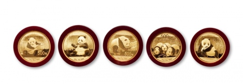  2013-2016年熊猫普制金币各一枚