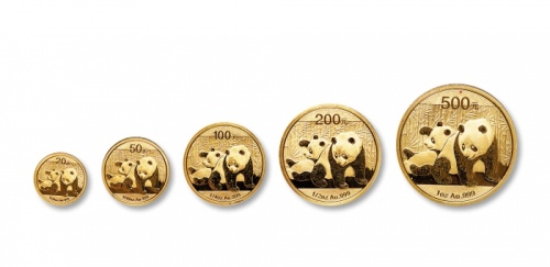  2010年熊猫普制金币一套五枚