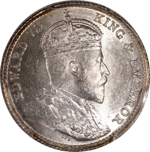  1903年香港爱德华七世五仙，PCGS MS65+，#46484391