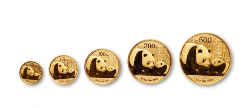  2011年熊猫纪念金币一组5枚 完未流通