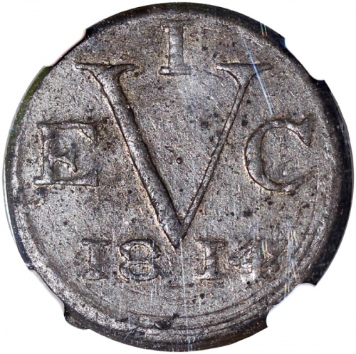  1814年荷属爪哇VEIC兑币， NGC AU58，#3959221-020 Netherlands East Indies, British Java, VEIC Duit, 1814, NGC A