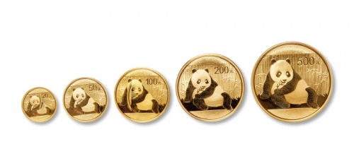  2015年熊猫纪念金币一组5枚 完未流通