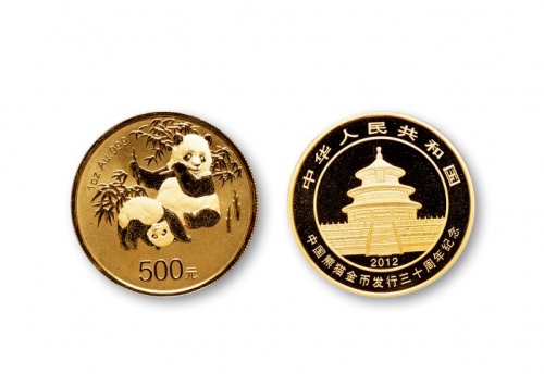  2012年熊猫金币发行30周年纪念金币1盎司 完未流通