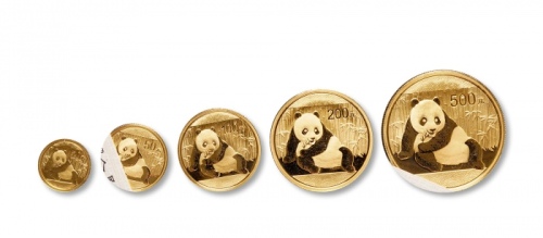  2015年熊猫纪念金币一组5枚 完未流通