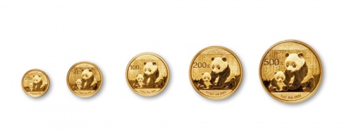  2012年熊猫纪念金币一组5枚 完未流通