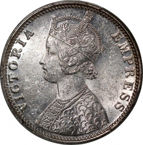  1901B英属印度1卢比，PCGS MS62，#43020842 British India, 1 rupee, 1901B, (SW-6.164, Prid-188), PCGS MS62 #430