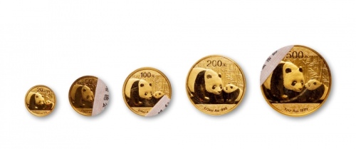 2011年熊猫纪念金币一组5枚 完未流通