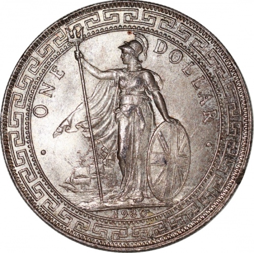  1930英国贸易银元2枚一组，带包浆及原光，AU至UNC Great Britain, a pair of silver $1, 1930, Trade dollar, toned, with ori
