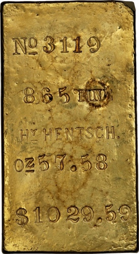  亨利亨奇矩形金锭 近未流通 Henry Hentsch Rectangular Gold Ingot