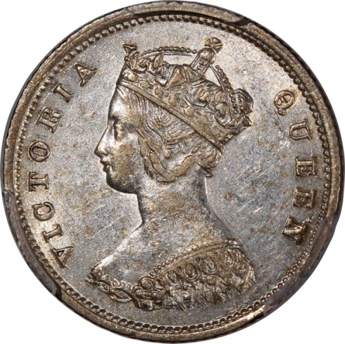  1873年香港维多利亚一毫，圆顶3，PCGS AU55，#46484224，铸打深竣，轻微触痕