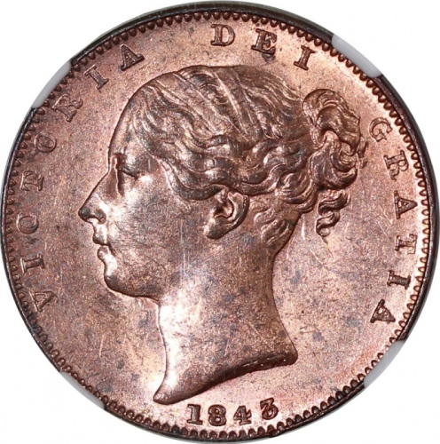  英国铜币3枚一组，包括1843年1/4便士(法新)，日期為亚拉伯1版别，以及1863及1890年1便士，分别评NGC UNC Details顏色有加工，MS63BN及UNC Details有清洗，#6