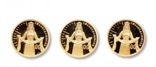  2007年内蒙古自治区成立60周年纪念金币1/4盎司等一组3枚 完未流通