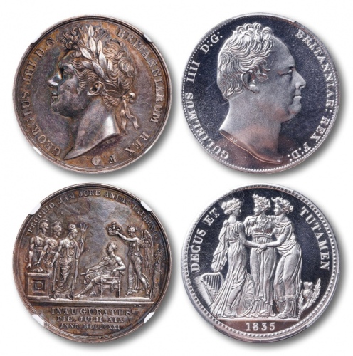  1821-1835年 英国银质纪念币章二枚