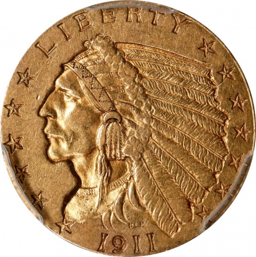  1911-D印第安像1/4美元 PCGS AU 55 1911-D Indian Quarter Eagle