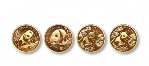  1987-1992年熊猫纪念金币1/10盎司一组 完未流通