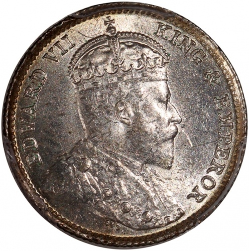  1903及1904年香港爱德华七世五仙及一毫一组3枚，均评PCGS MS64，#46484326，#46484332，#46484381