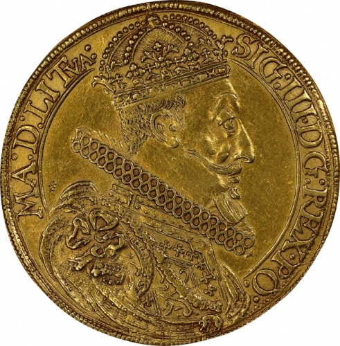  1622年波兰立陶宛西格蒙德三世金币 PCGS AU Details POLAND. Lithuania. 10 Ducats