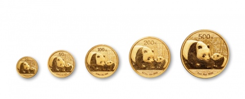  2011年熊猫纪念金币一组5枚 完未流通