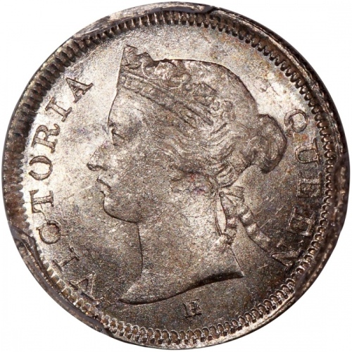  1874-H香港维多利亚五仙，PCGS MS64，#46484271，美品