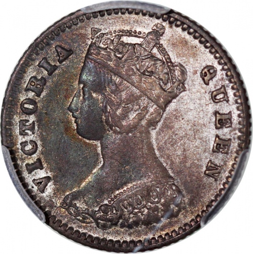 1881年香港1毫，PCGS AU53，#42039113 Hong Kong, silver 10 cents, 1881, PCGS AU53, cert. #42039113