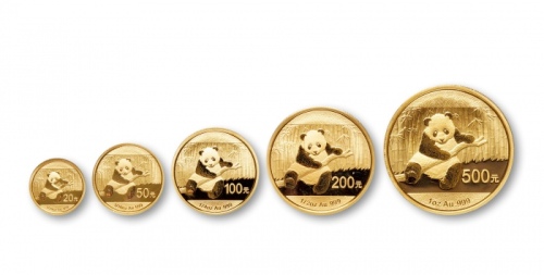  2014年熊猫纪念金币一组5枚 完未流通