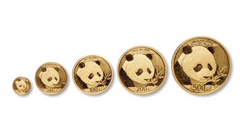  2018年熊猫纪念金币一组5枚 完未流通