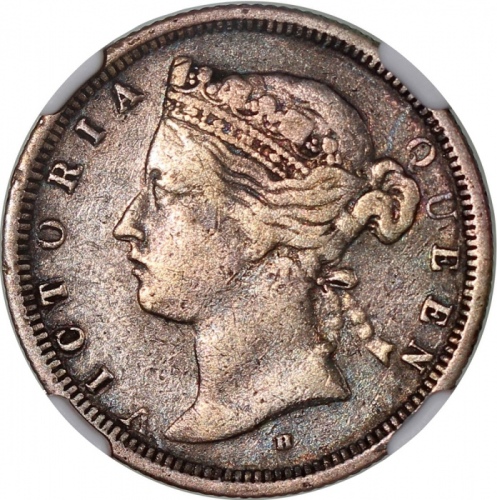  1873H香港2毫，带包浆，NGC VF Details有清洗，#6376742-005 Hong Kong, silver 20 cents, 1873H, Victoria on obverse,