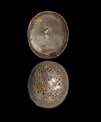  清四川宝源通号十两型圆形银锭 华夏评级XF