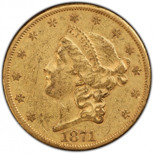  1871-CC自由像双鹰金币 PCGS XF 45 1871-CC Liberty Head Double Eagle
