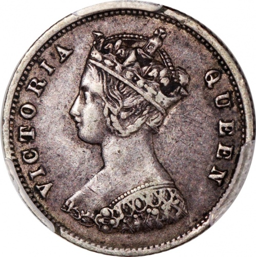 1873年香港维多利亚一毫，圆顶3版，PCGS XF45，#46484314