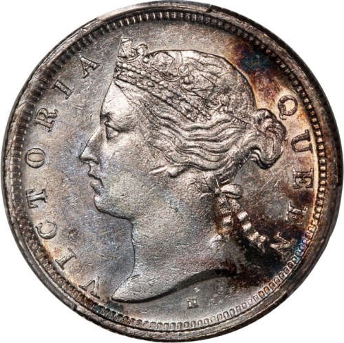  1876-H香港维多利亚二毫，PCGS AU Detail (有清洗)，#46484282