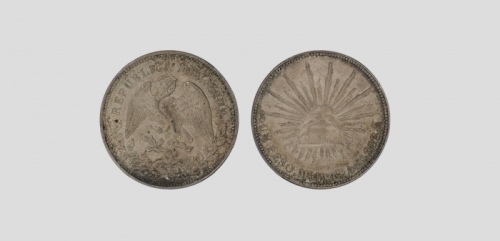  1908墨西哥造飞鹰1比索贸易银币 PCGS 87665445 MS64  