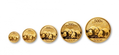  2013年熊猫纪念金币一组5枚 完未流通