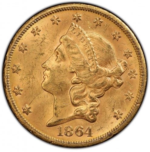  1864-S自由像双鹰金币 PCGS MS 63 1864-S Liberty Head Double Eagle