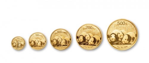  2013年熊猫纪念金币一组5枚 完未流通