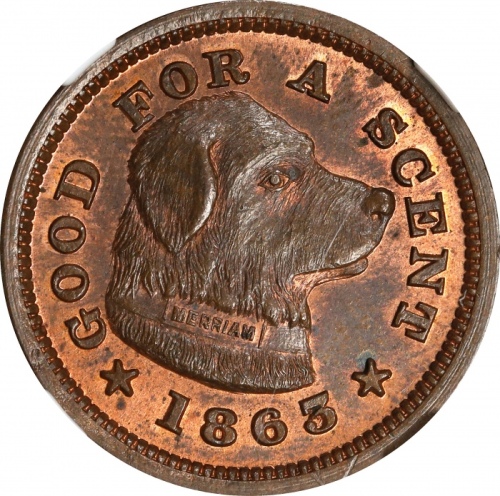  1863年马萨诸塞州波士顿约瑟夫铜章 NGC MS 66 Massachusetts--Boston. 1863 Joseph H. Merriam