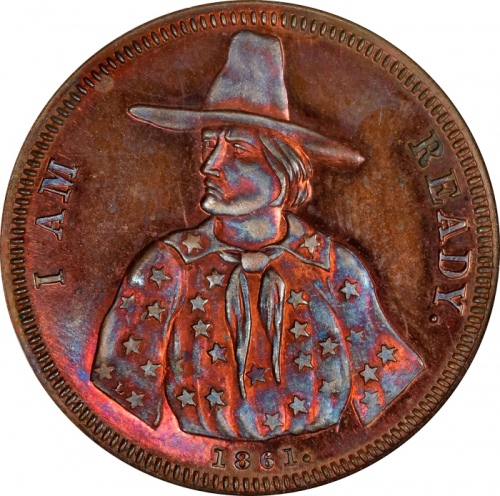  1861年士兵肖像纪念铜章 NGC MS 66 1861 Soldier Portrait / All-Seeing Eye