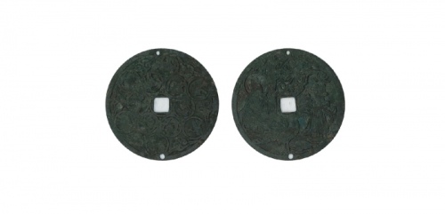  明代松鹤延年背十二生肖大型花钱  美品